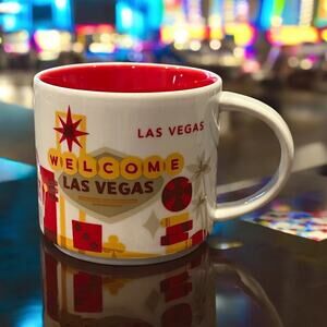 Starbucks Las Vegas Nevada You Are Here Mug 14oz Red Interior YAH Coffee Cup EUC